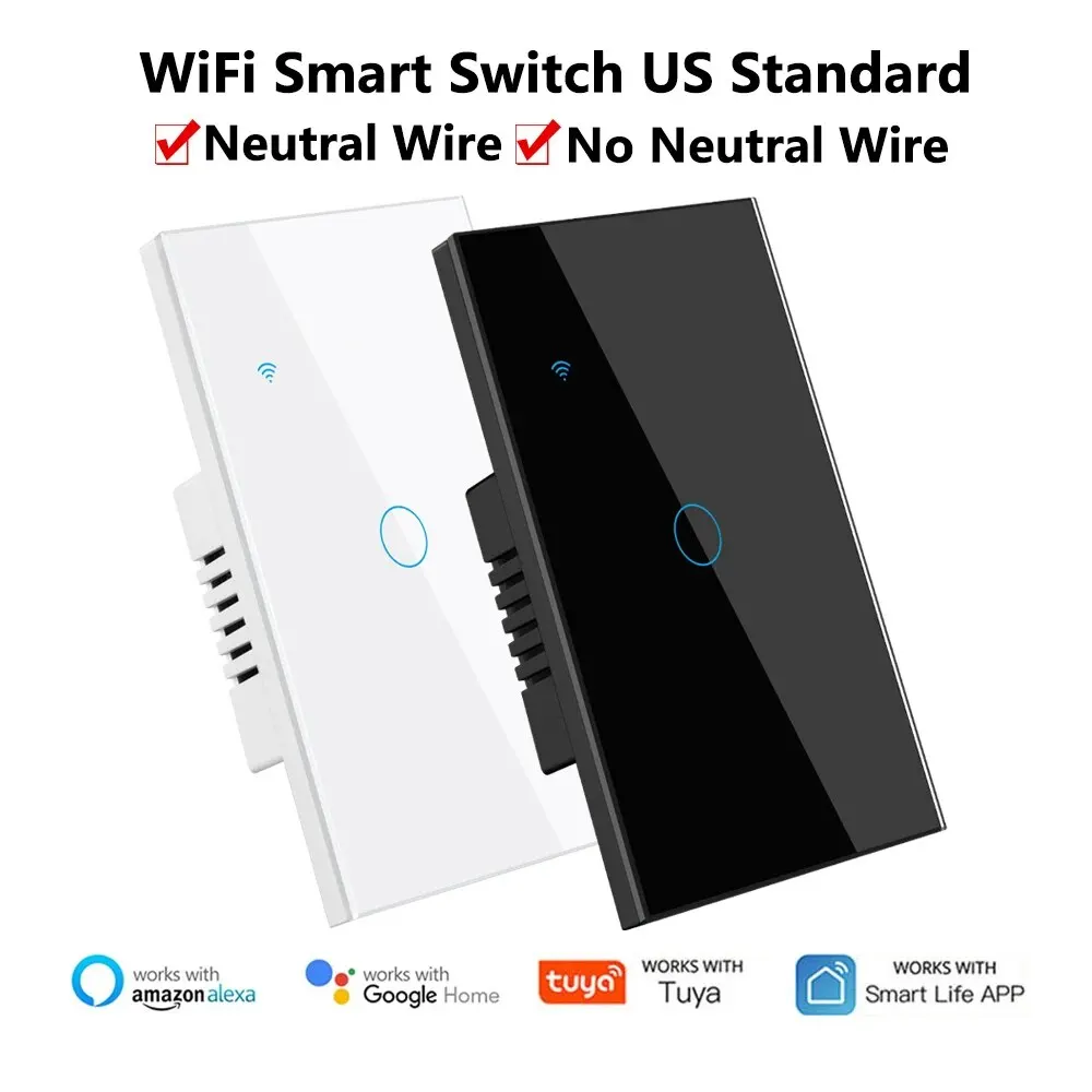 Inteligentne przełączniki Tuya Przewód neutralny USA/bez przewodu neutralnego Wymagany przewód dotykowy światła WiFi Współpracuje z sterowaniem