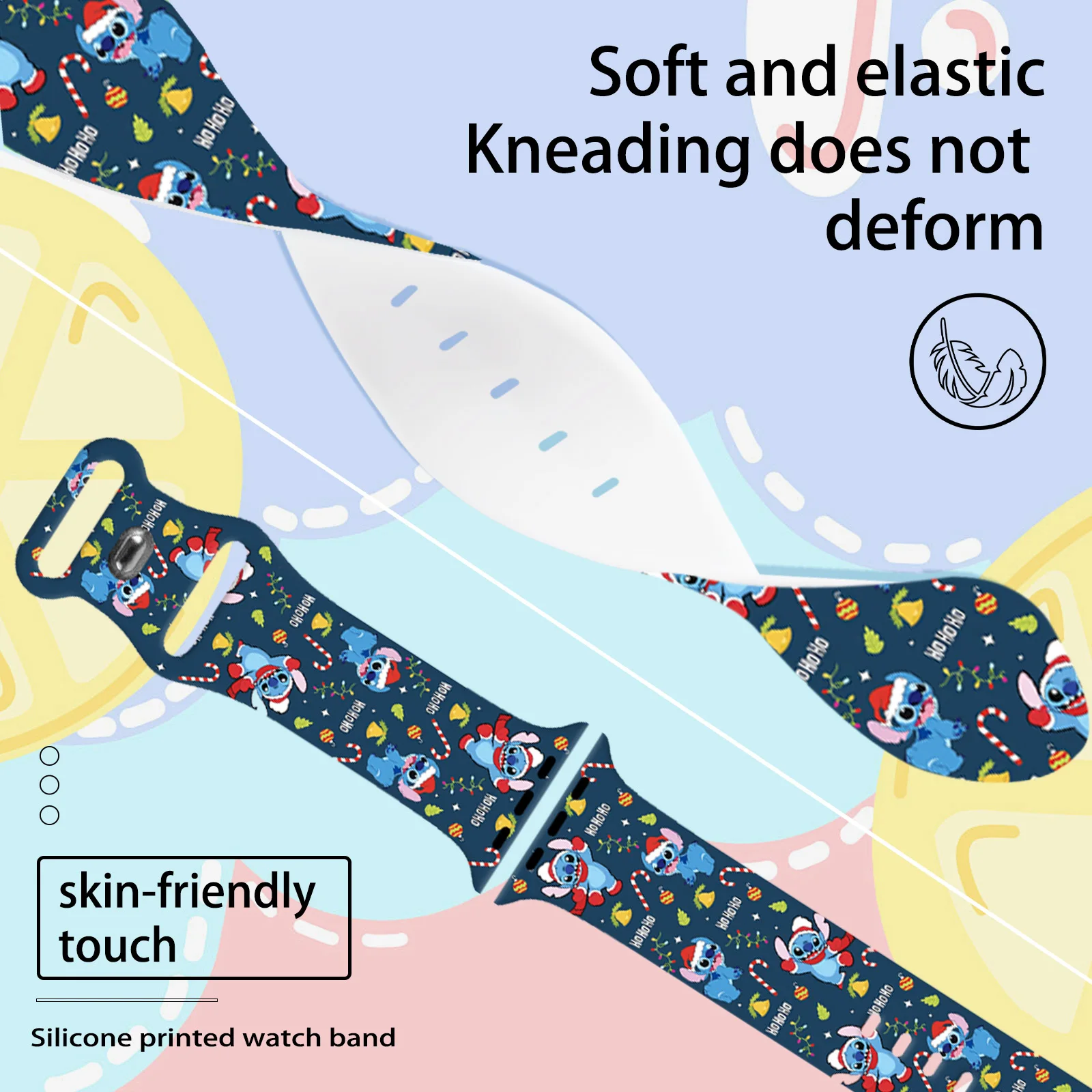 Disney Stitch New Series Bedrucktes Armband für Apple Watch 11 10 9 SE Silikonband Austauschbares Armband für iWatch 46 mm 44 mm 42 mm