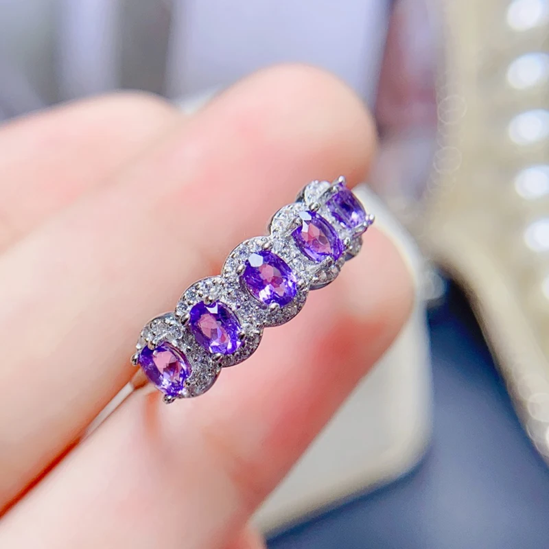 Natural Amethyst Rings for women silver 925 jewelry luxury gem stones 18k gold plated free shiping items Party Gifts