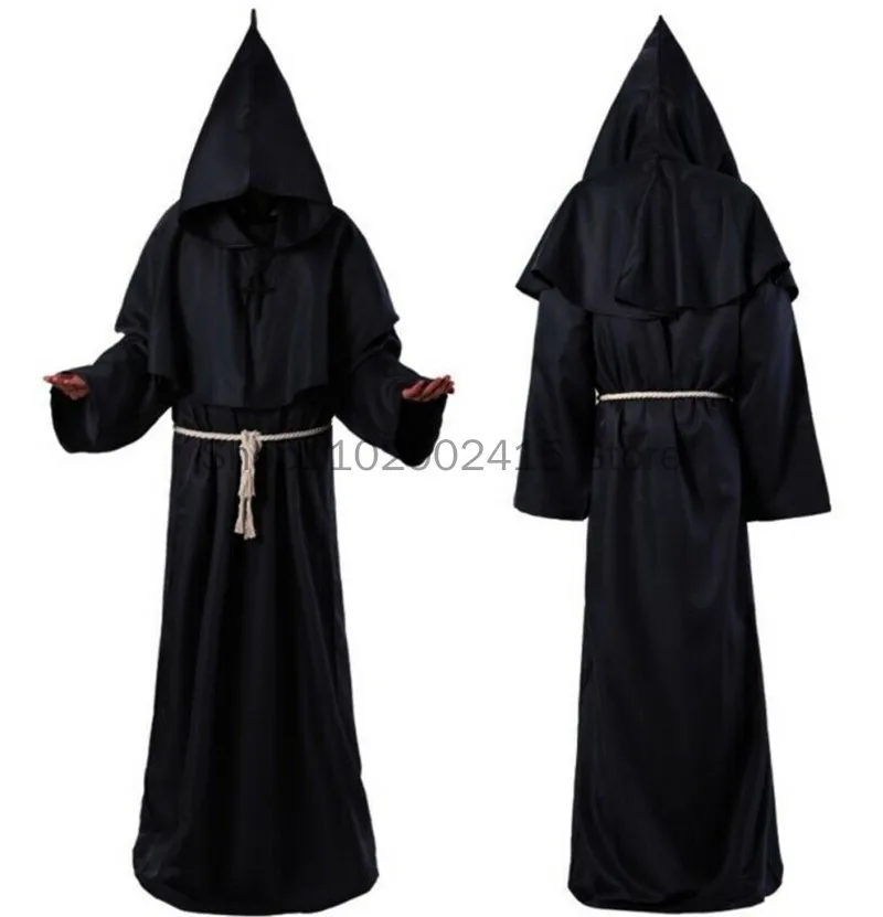 

2023 Halloween Medieval Christian Friar Priest Robes Witch Wizard Cloak Cape Party Death Ghost Vampire Devil Cosplay Costumes