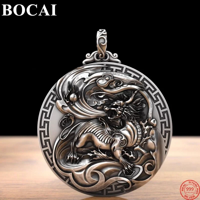 

BOCAI S999 Sterling Silver Pendants for Women Men New Fashion Relief PiXiu Ancient Ethnic Style Jewelry Amulet Free Shipping