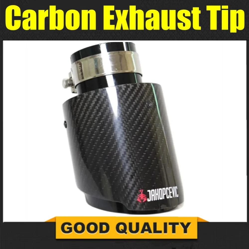 1Pcs Universal Auto Einzigen Auspuff Spitze Rohr Glänzend Twill Carbon Faser Schwarz Schalldämpfer Auspuff Düse Refit Endrohr