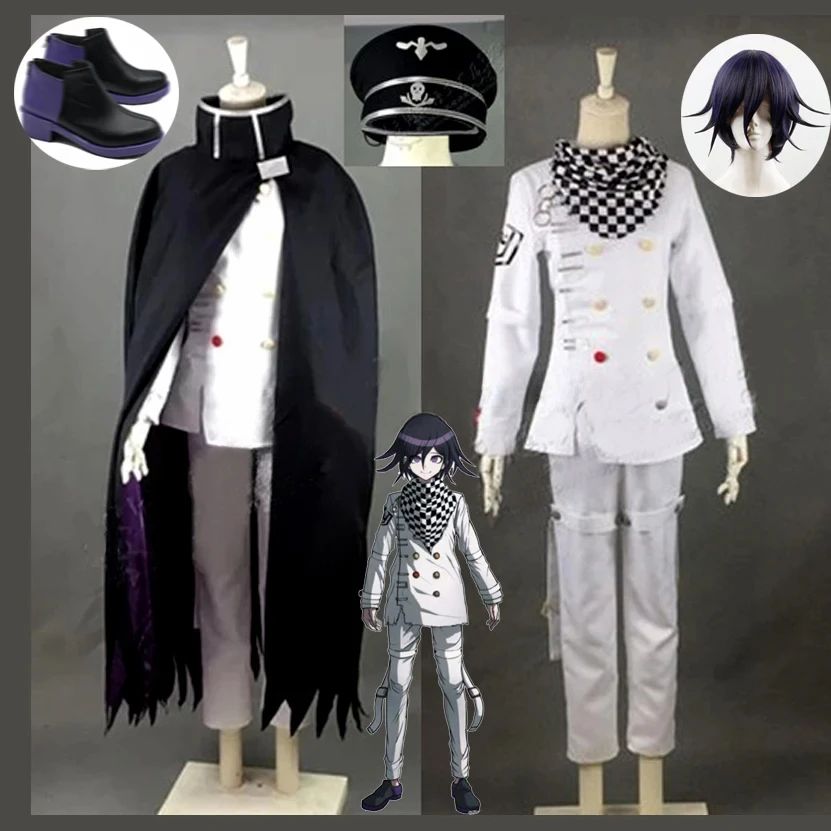 

Danganronpa V3 Kokichi Ouma Cosplay Costume Japanese Anime Game School Uniform Suit Outfit Clothes Wig Halloween Carnival Props