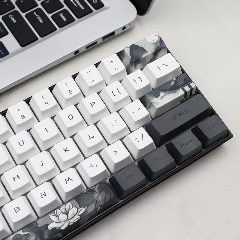 Lotus Keycap PBT Standard Dye Sublimation Process Keycap 124Keys OEM 6.25U Space for Mechanical Keyboard Dropship