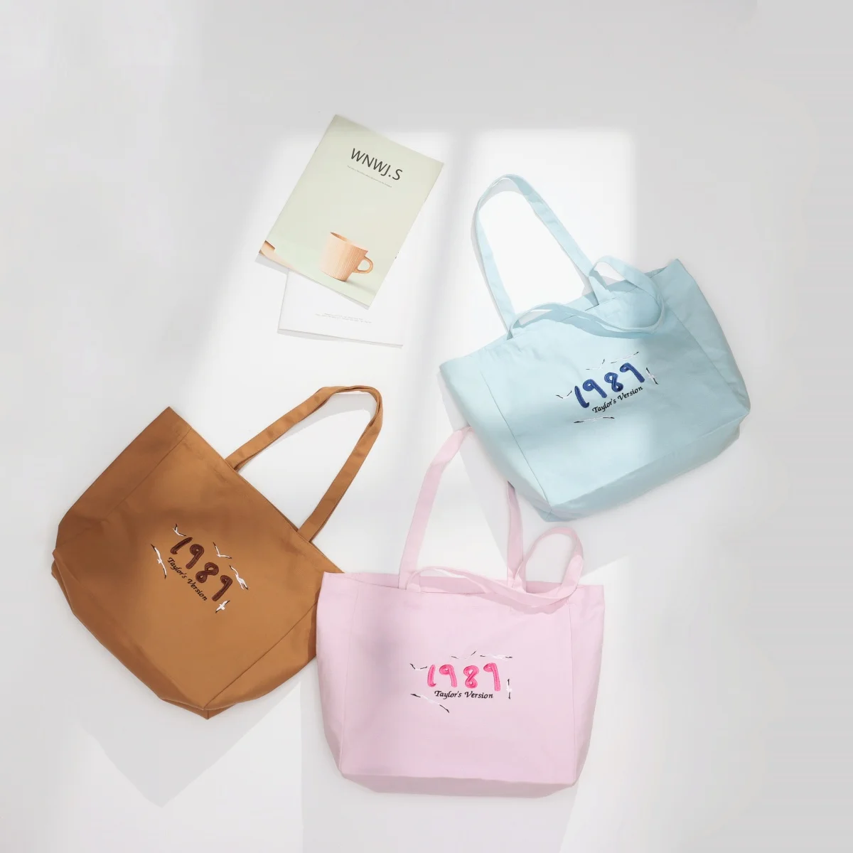 1989 Taylor\'s Version Letters Embroidered Retro Style Canvas Shopping Bags Large Capacity Cotton Reusable Shoulder Tote Bag