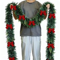 Artificial Christmas Garland Xmas Tinsel Garlands with Bowknot for DIY Wreath Christmas Tree Ornaments New Year Home Table Decor