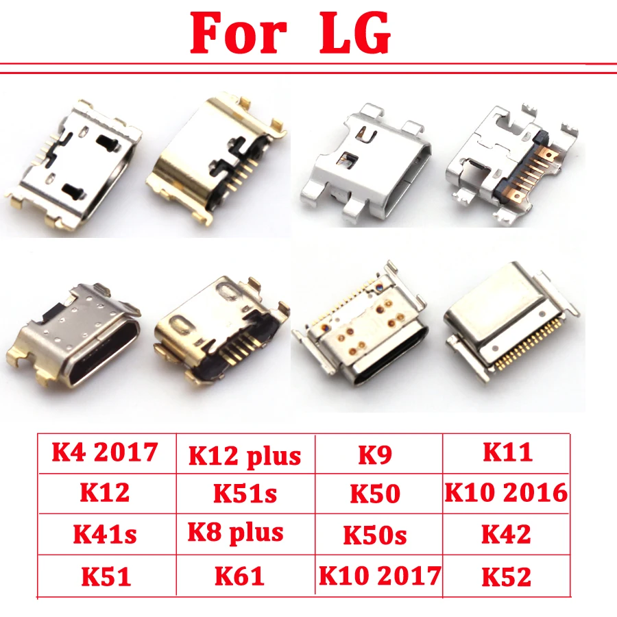 10Pcs Micro USB Connector Charging Port Jack Plug For LG K9 K11 K41s K51 K51s K52 K42 K50 K50s K50 K4 K10 2016 2017 K12 Plus