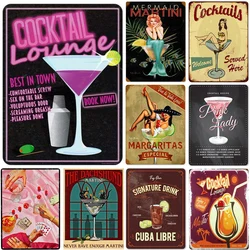 Cocktail Pinup Lady Metal Tin Signs poster Plate Wall Art Decor for bar Restaurant Man Cave Cafe Clubs Retro poster targa