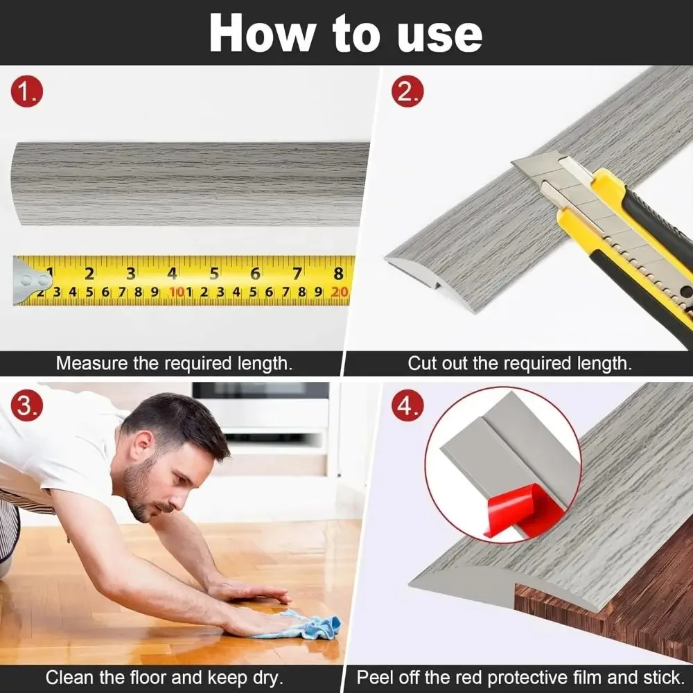 1PC 1M Carpet To Tile Floor Transition Strip Wear-resistant Cuttable Threshold Cover Household PVC Edging Trim Strip Doorway