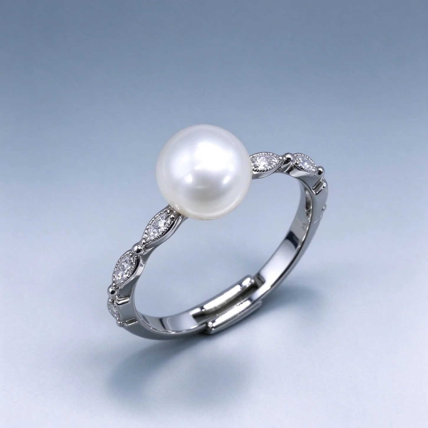 Classic Natural White Pearl Ring Adjustable Size Shiny Zircon Stone Minimalist Engagement Wedding Rings for Girls Bijoux Femme