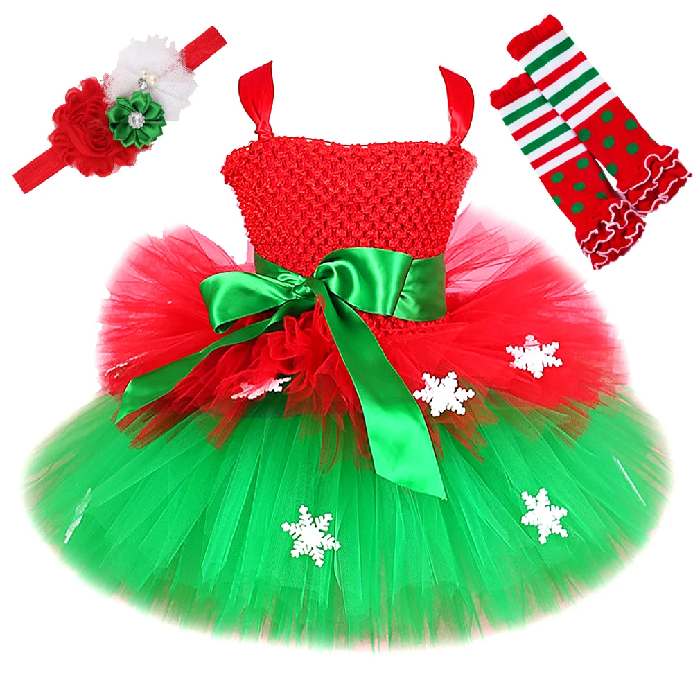 

Fluffy Christmas Tutu Dress for Girls Xmas Party Costumes for Kids New Year Dresses Outfit Toddler Baby Girl Clothes with Socks