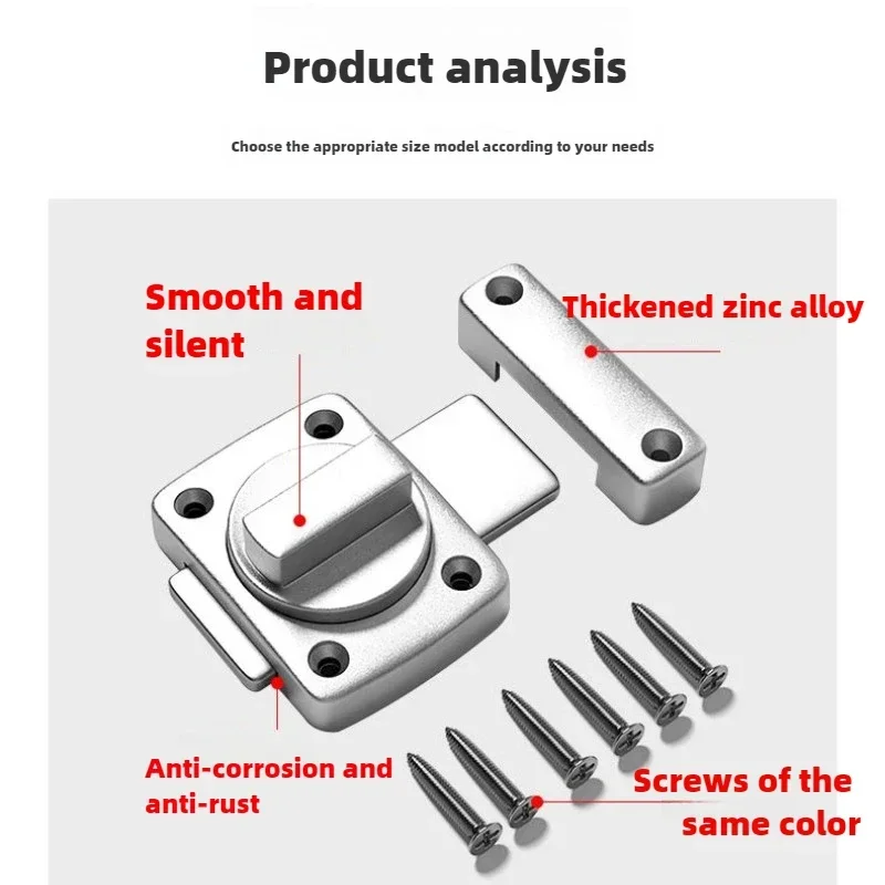 Home Security Latch Rotate Bolt Latch Gate Latches Door Slide Lock Twist Rotating Barrel Lock for Bathroom Toilet Door Lock