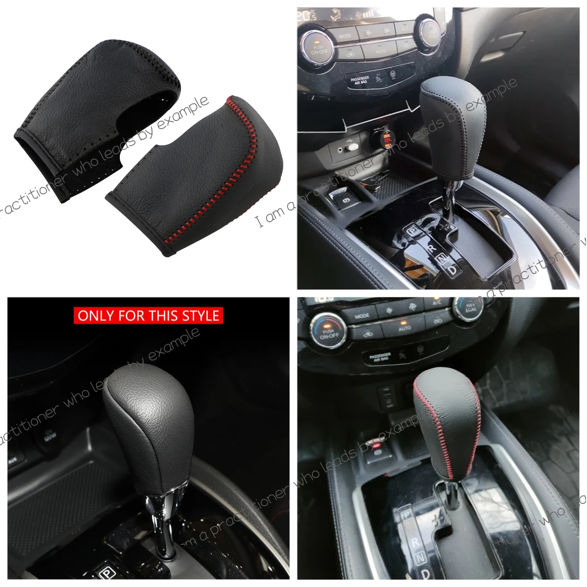 

For Nissan Qashqai J11 2016 - 2020 X-Trail XTrail T32 2014 - 2020 Car Leather Knob Cover Gear Head Shift Knob Gear Collars Case
