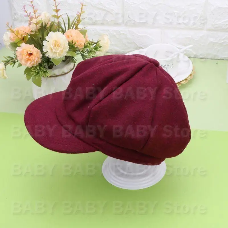 

Q81A Newsboy Autumn Winter Hat Caps Baby Toddler Kids Solid Color