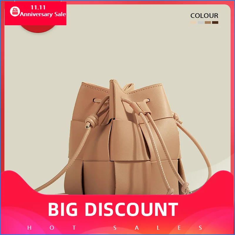 

New 2024 Small Weave Bucket Drawstring Cross Bags Female bag Woven Handbag Luxury Bag sss Express Designer Famous Brand Bags