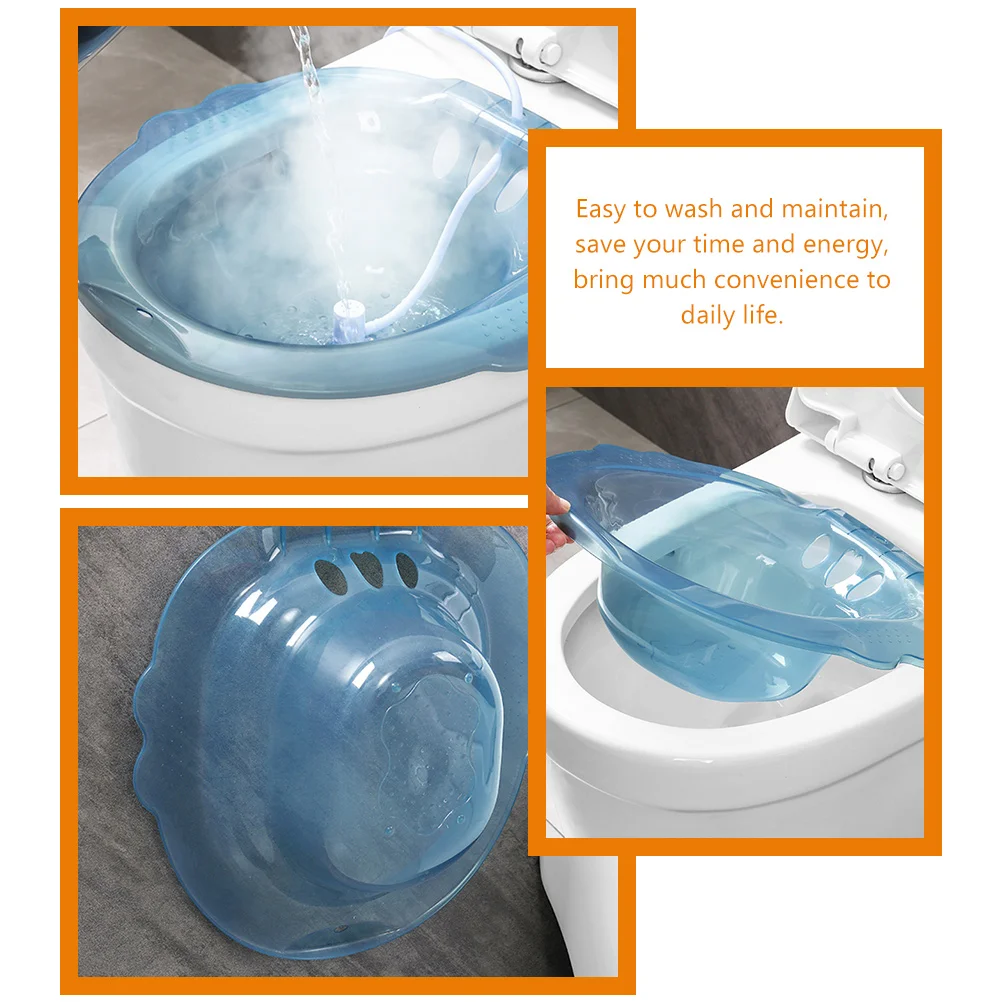 

Plastic Sitz Basin Toilet Postpartum Care Elderly Bidet Women Haemorrhoid Postpartum Care Basin Non Slip Thickened Blue