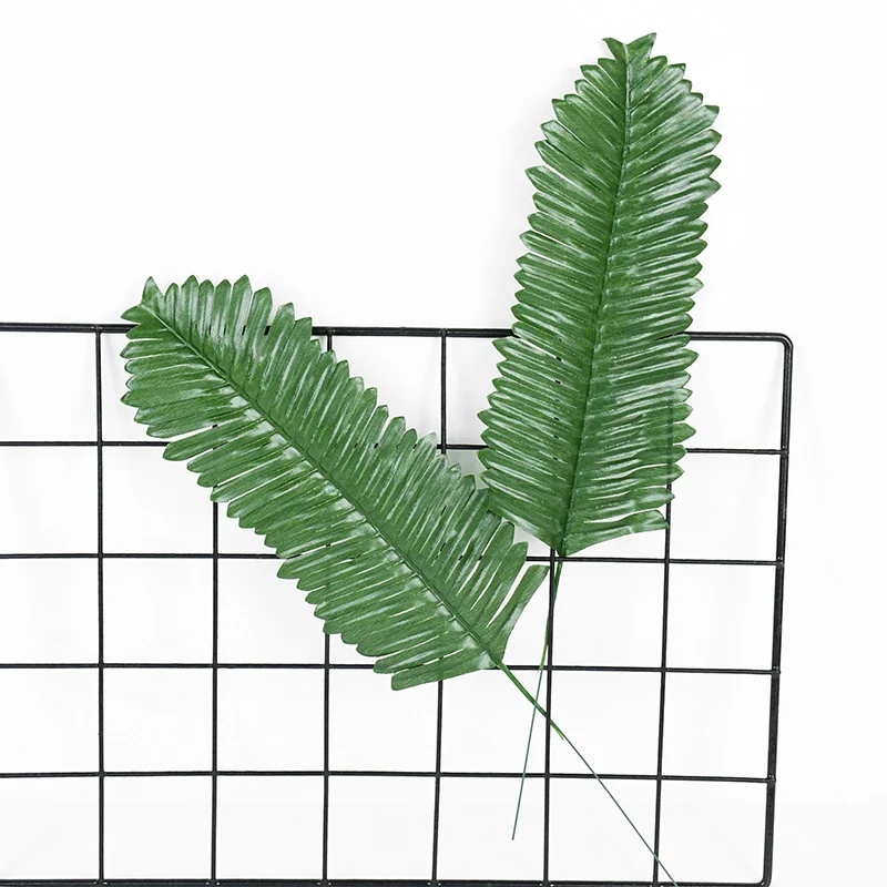 10/20 Stück künstliche grüne Palmblätter, tropische Monstera-Seidenschildkrötenblätter für hawaiianisches Luau-Strand, Hochzeit, Party, Heimdekoration – Detail 1