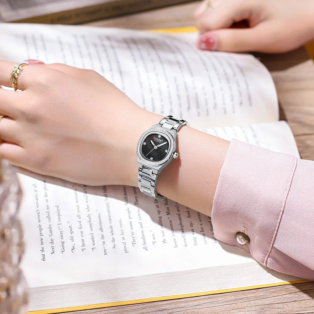 CURREN Ladies Watch 9101 NEW 2024 Luxury Diamond Studded Small Dial Luminous Waterproof Steel Watch For Women Relogios Feminino