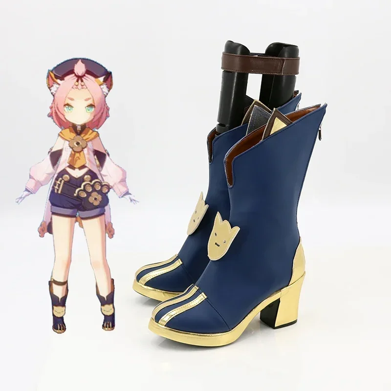 Game Genshin Impact Diona Cosplay Laarzen Leren Schoenen Accessoires Halloween Party Hoge Hak Schoenen