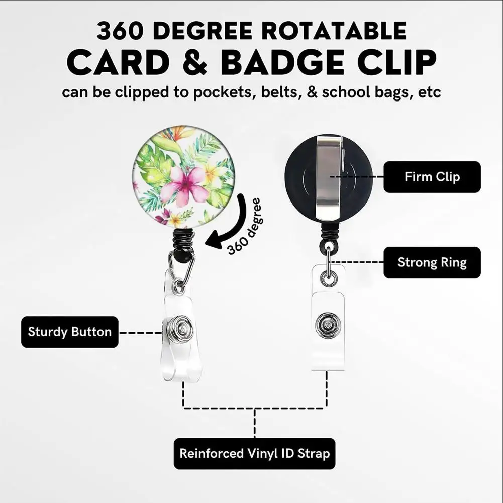 Cute Badge Holder Retractable Reel Clip Badge Holder Ideal for Nurses Teachers Students Badge Holder with Lanyard