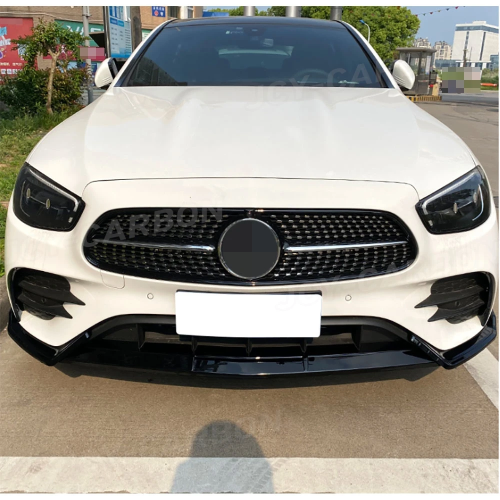 

JCYECF Gloss Black For Mercedes Benz E Class W213 E260 E300 E53 2021- 2023 Front Lip Bumper Chin Spoiler Guard Cover BodyKit