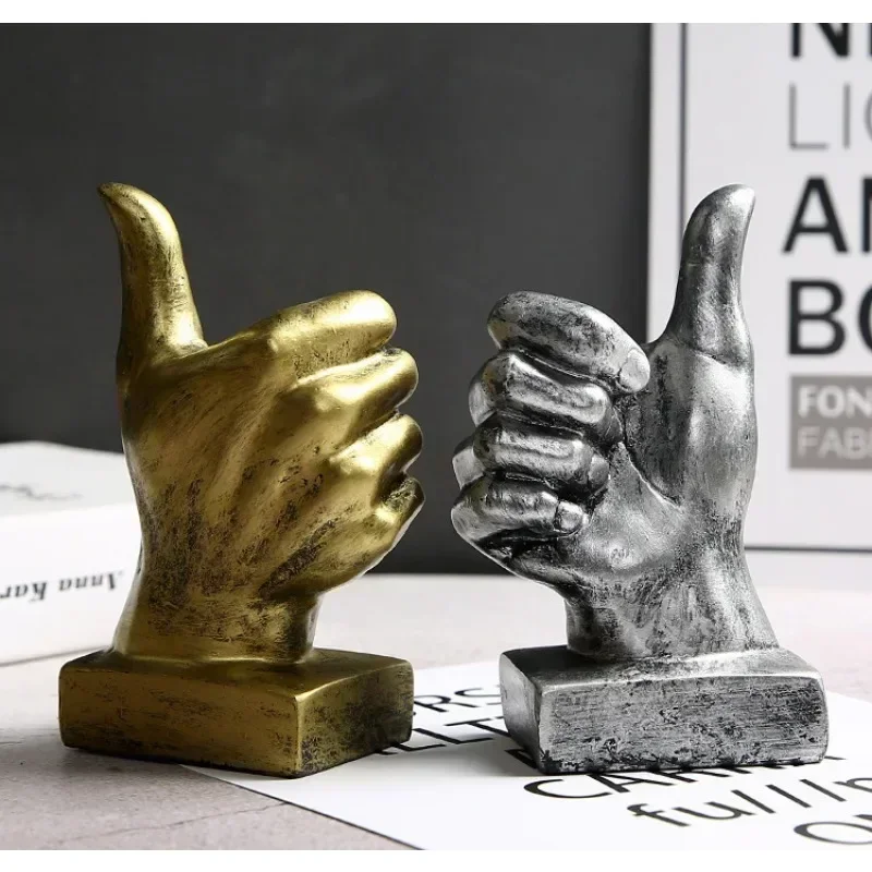 American Retro Thumbs-up Victory Gesture Finger Model, Resin Sculpture, Office Decoration, Room Decoration