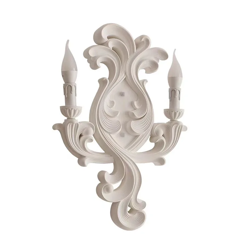 French plaster wall lamp light luxury European luxury aisle lamp retro art cream wind living room bedroom bedside wall lamp