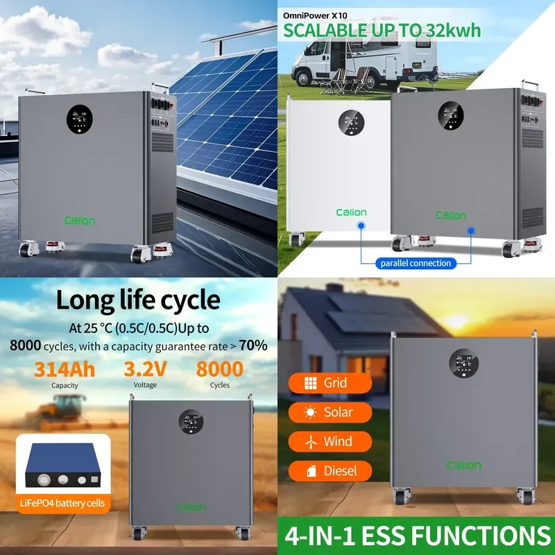 CALION Smart 16kWh Wind Home Energy Storage Stand Design Smart Load Balancing 314Ah Lifepo4 Battery All In One ESS For Homes