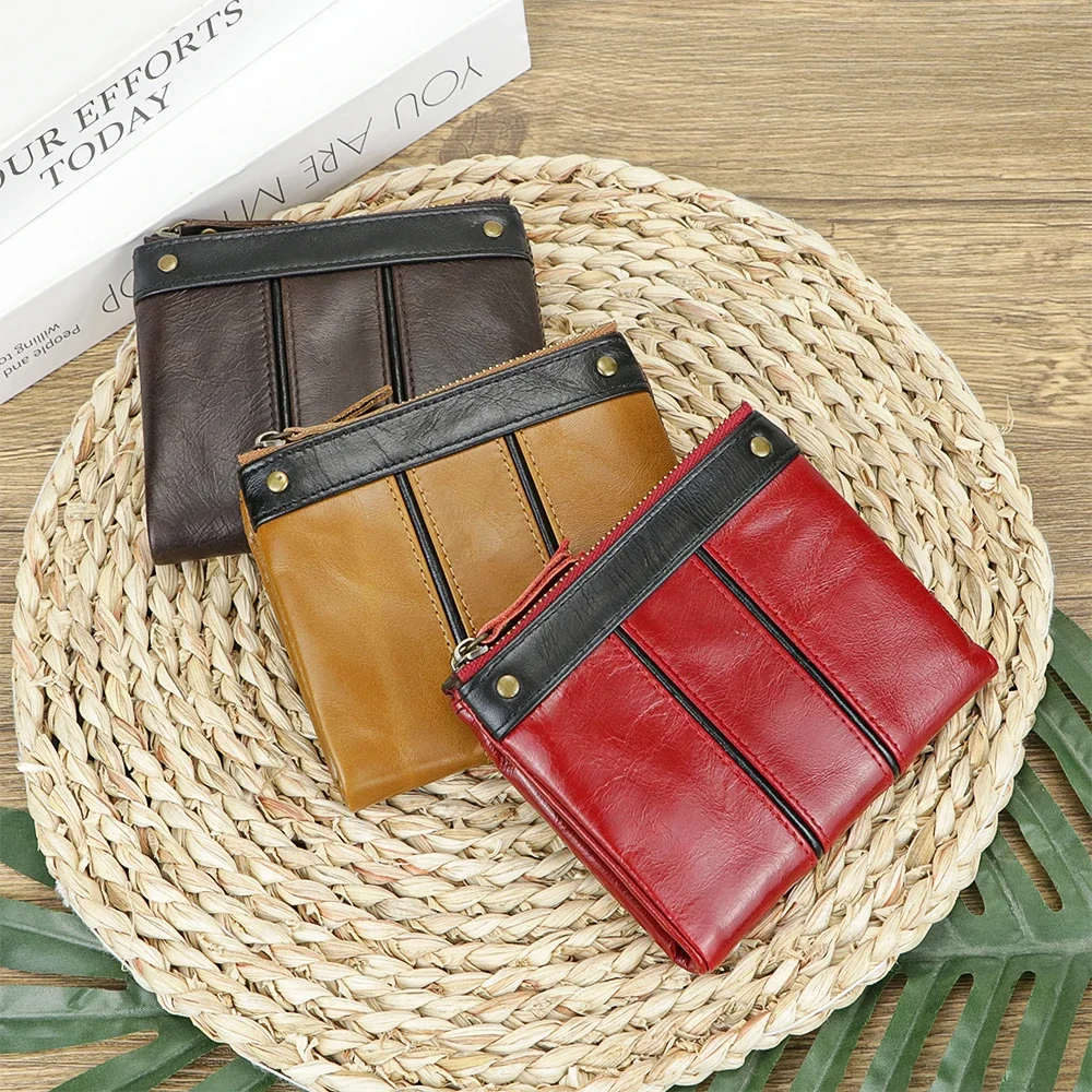 

Royal Bagger Retro Short Wallets for Men Genuine Leather Casual Multi-card Slots Card Holder Zipper Coin Purse 2223