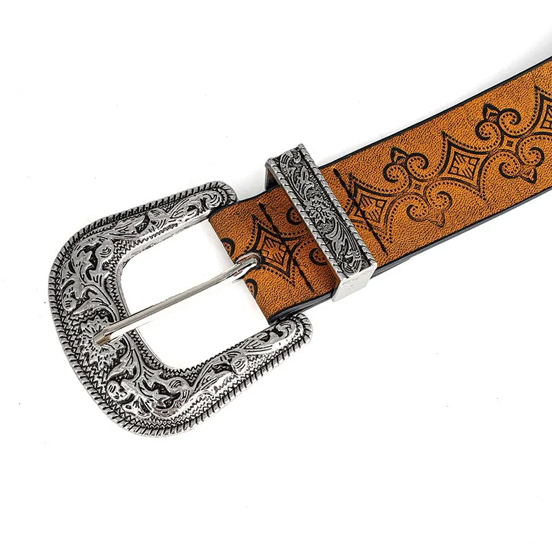 Western-Cowboy-Gürtel – Vintage-Punk-Stil, geschnitzte Schnalle, PU-Ledergürtel, lässige Trend-Accessoires, Y2K-Taillengürtel, für Männer und Frauen – Detail 15