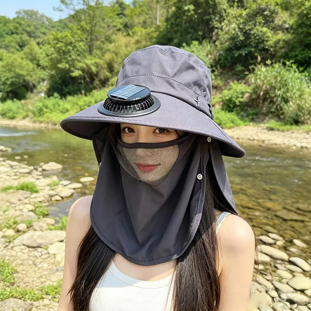 Skin-friendly Sun Hat Lightweight Travel Hat with Built-in Solar Fan Upf 50 Breathable Wide Brim Cap for Hiking for Summer