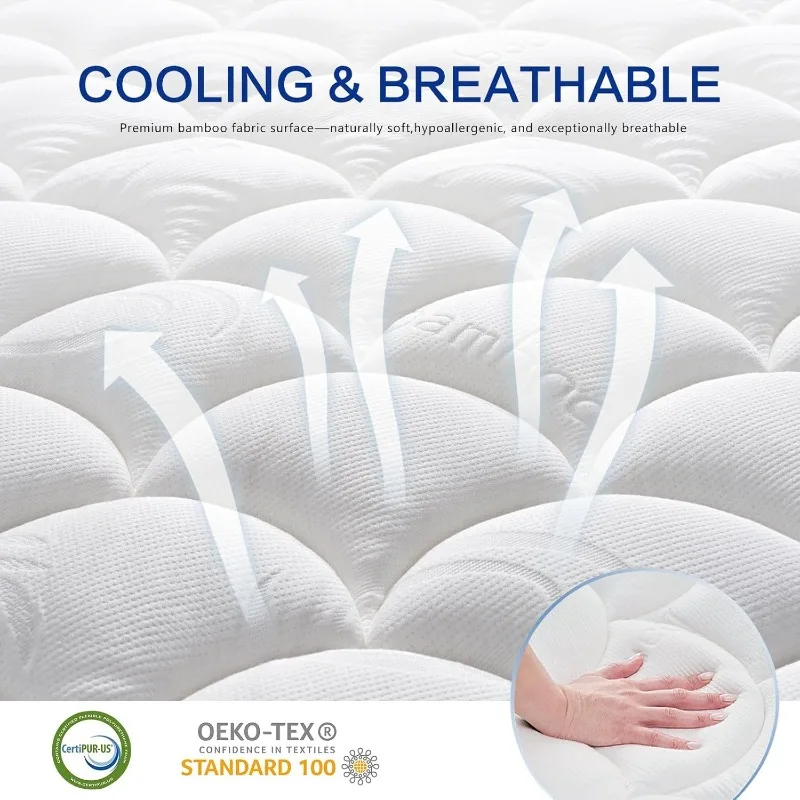 Mattress Topper - Soft Foldable Memory Foam Mattress Pad - 2 Inch Thin Cooling Breathable Mattress Protector