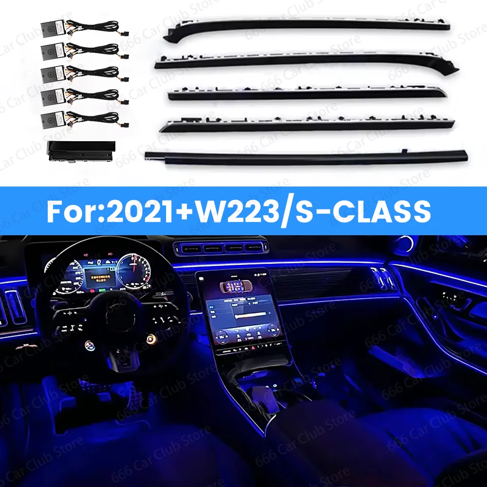 64 Colors LED Active Ambient Light For Mercedes Benz 2021+ W223 S-Class S450L S480 S500L 4D Speaker Decorative lights Refit