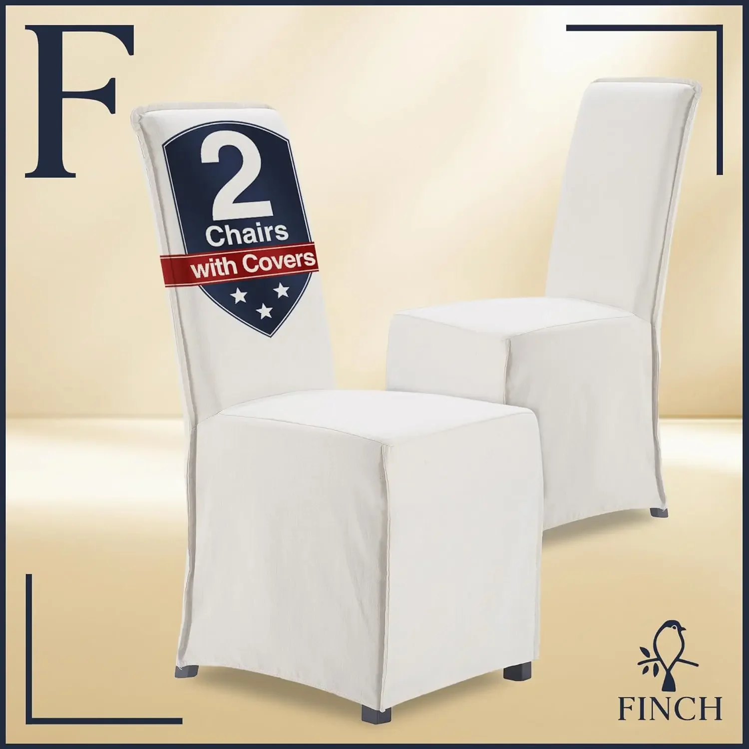 Upholstered Dining Chairs with Removable Skirted Slipcover for Kitchen & Dining Room, High Chair Back with