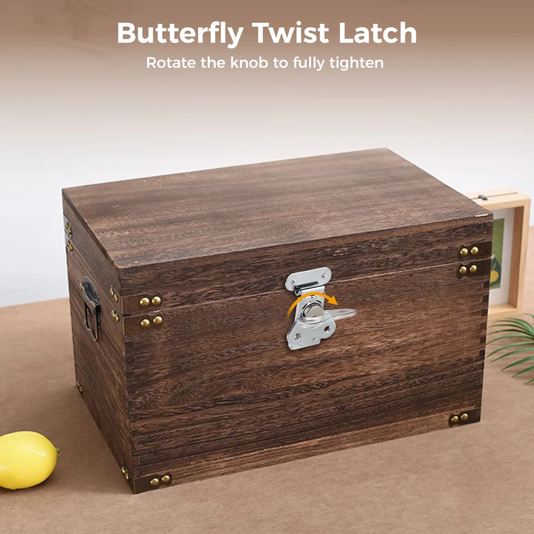 6 Packs Stainless Steel Twist Latches Butterfly Twist Latches With Retainers Butterfly Draw Latch Buckle Lock For Cases Box Door