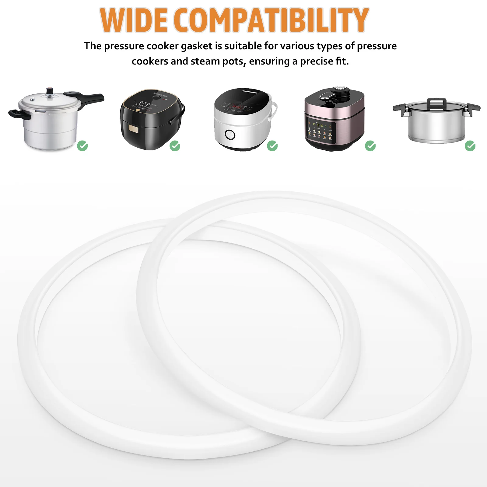 

2 Pcs Sealing Ring Thick Silicone High Temp Resistant Pressure Cooker Gasket Replacement Parts Steam Pot Accessories