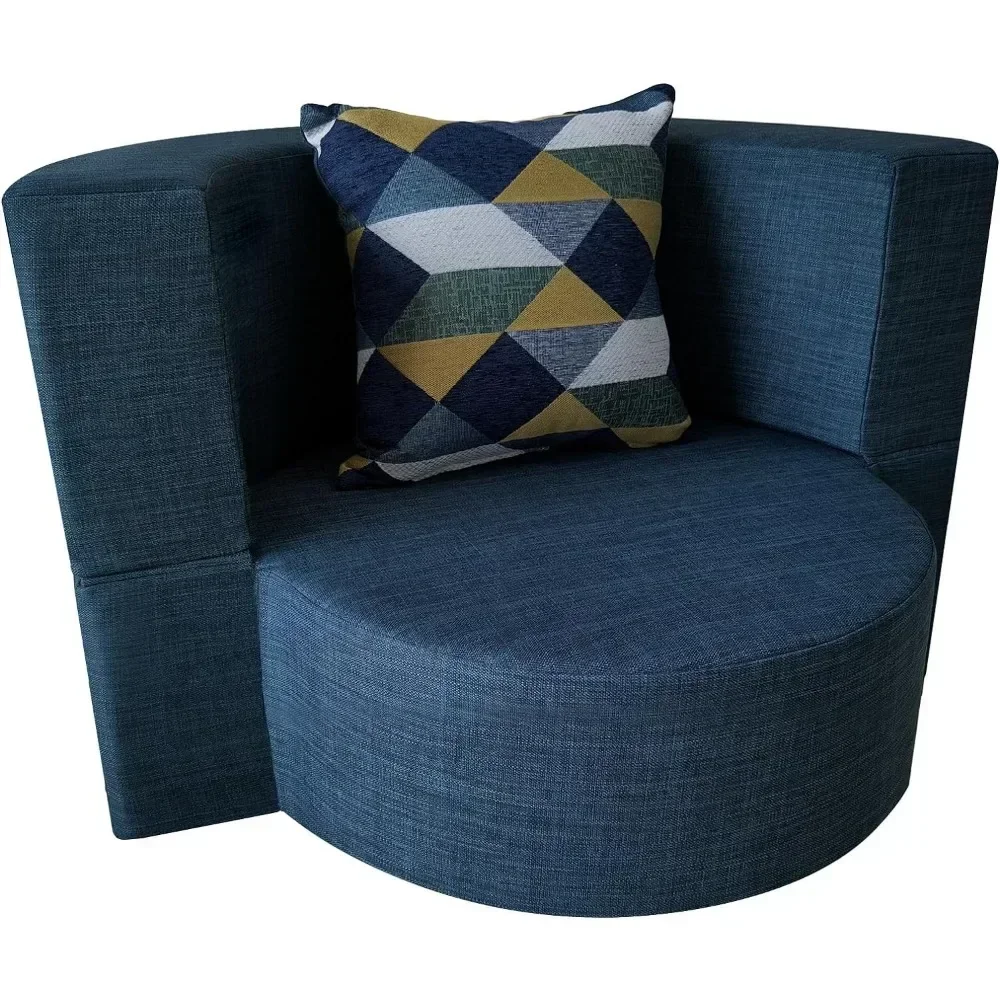 

q 36" W Folding Round Chair With Pillow Memory Foam Lazy Sofa Futon Couch for Small Living Room Convertible Chair