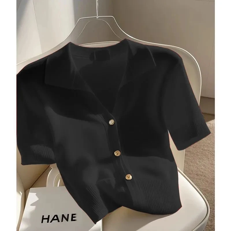 2026 Summer Women's Cardigan New Short-sleeved T-shirt Female Knitted Sweater Casual All-match Loose Ladies Tops