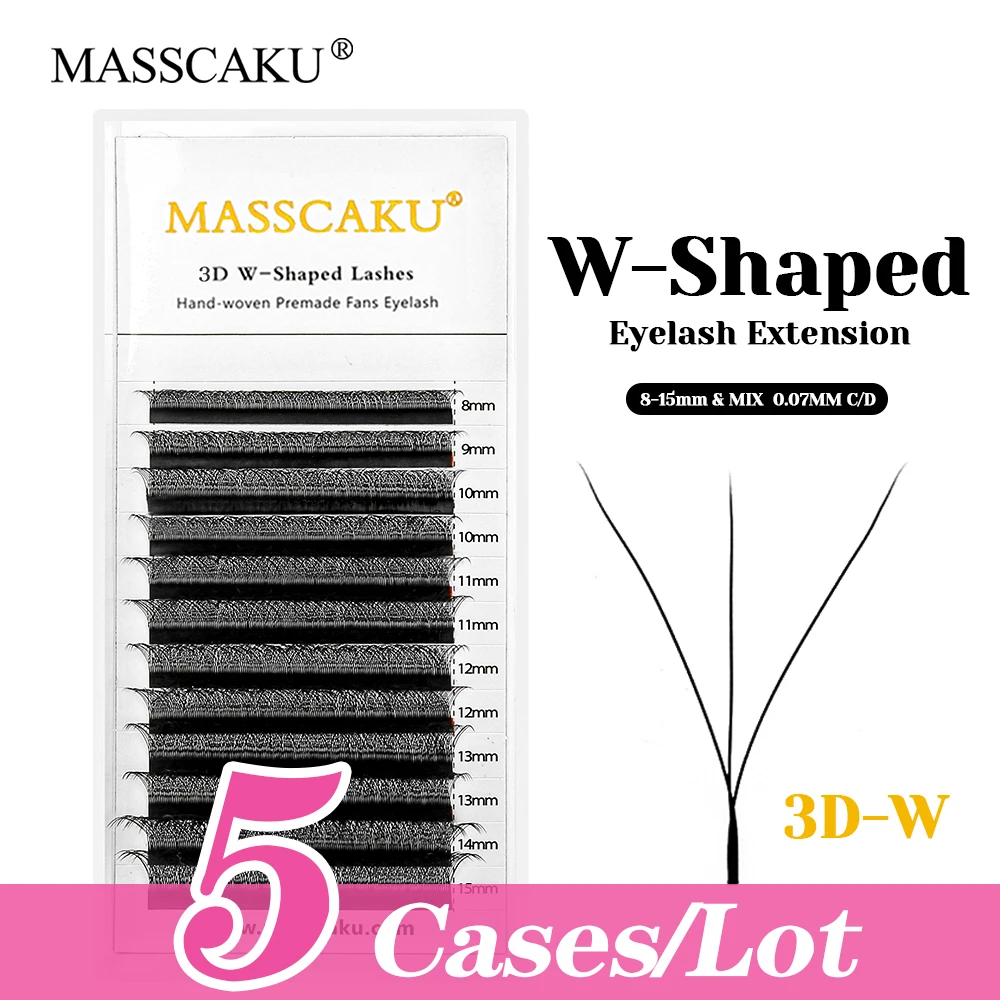 

New Arrival 5cases/lot MASSCAKU 6D/8D/9D WW Shaped Premade Fans Lashes Fluffy Rapid Grafting W Design Volume Eyelashes Supplies