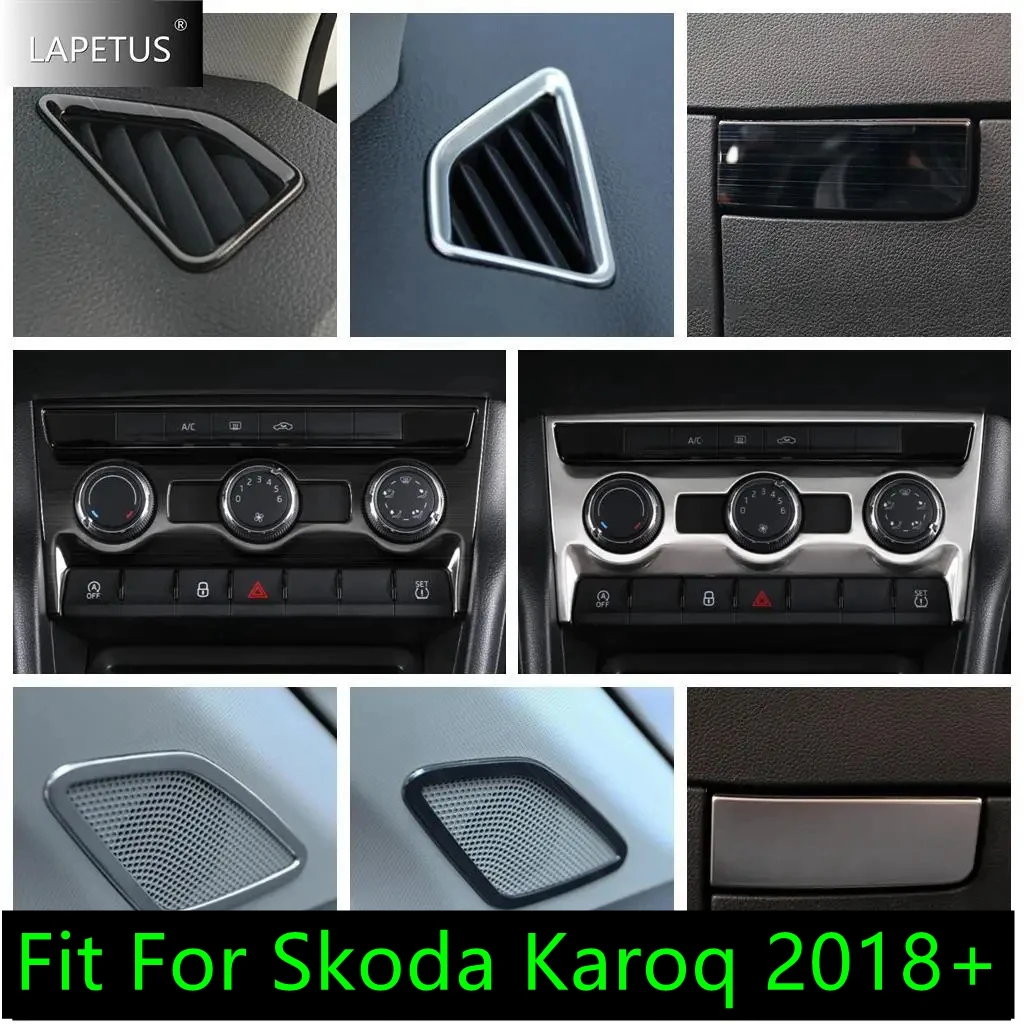 

For Skoda Karoq 2018 - 2022 Car Accessories Pillar A Speaker / Glove Box Sequin / Dashboard AC Air Conditioning Panel Cover Trim