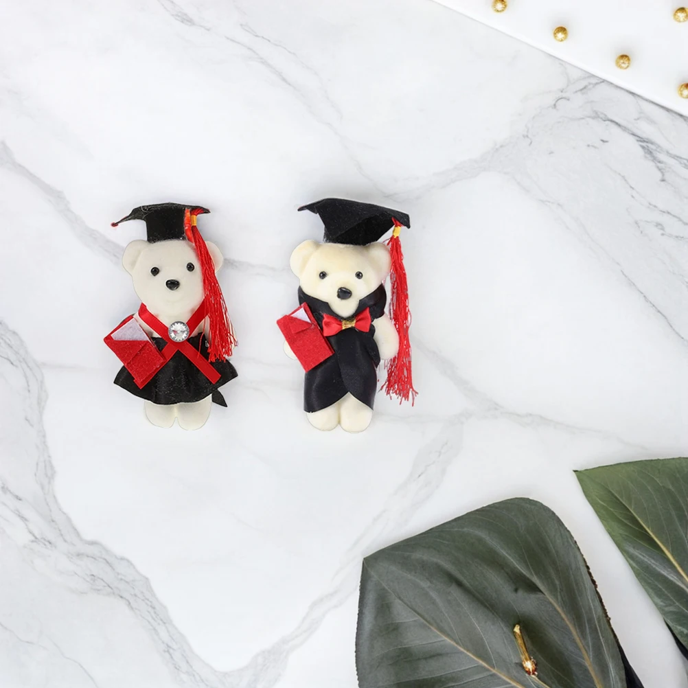 12 قطعة الدب التخرج لتقوم بها بنفسك باقة الزهور المواد دببة غراد صغيرة مع قبعة الإبداعية نمط الدكتوراه زهرة موسم التخرج