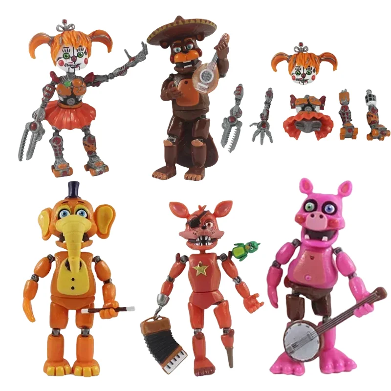 6 unids/set FNAF figuras de acción Freddy Foxy modelo de acción figura de juego en cinco noches modelo de infracción de seguridad juguetes para niños regalos