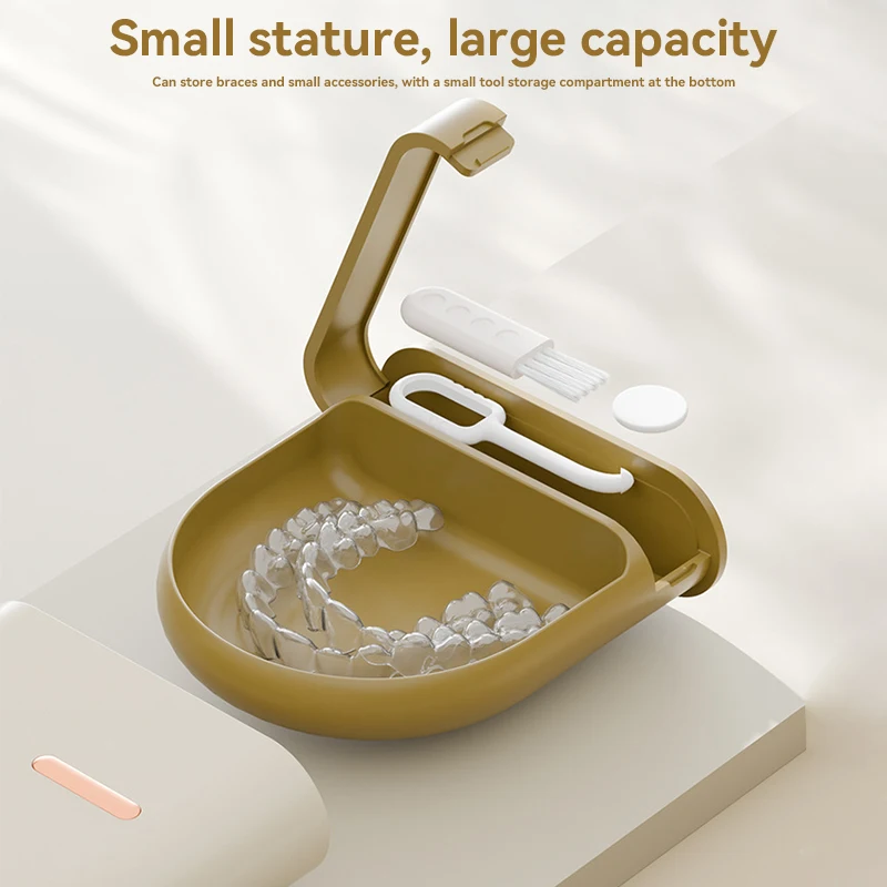 Portable Mouth Guard Box Retainer Case Oral Cleaning False Teeth Denture Storage Box Easy Carry Teeth Aligner Braces Box Orthod