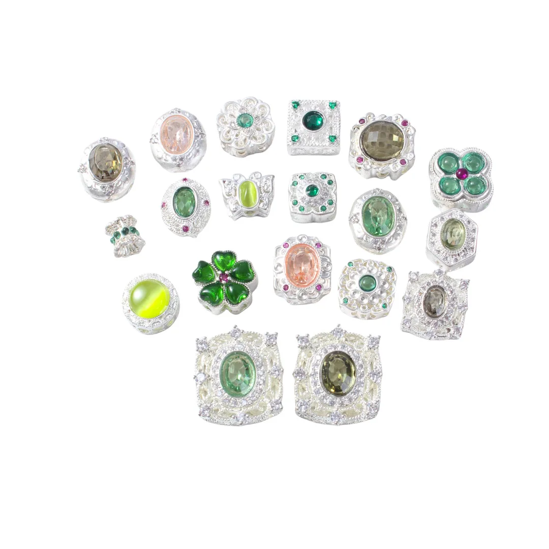 10pcs Copper Plated Silver Inlaid Colored Zircon Spacer Bead Accessories DIY Bracelet Necklace Jewelry Making Beads Wholesale