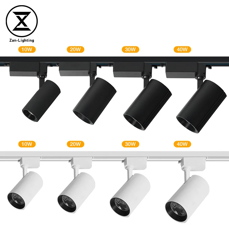 Professional 360° Adjustable Ac 110V 265V 10W 20W 30W 40W Aluminum Spotlight Cob Indoor Showroom Clothing Store Led Track Light