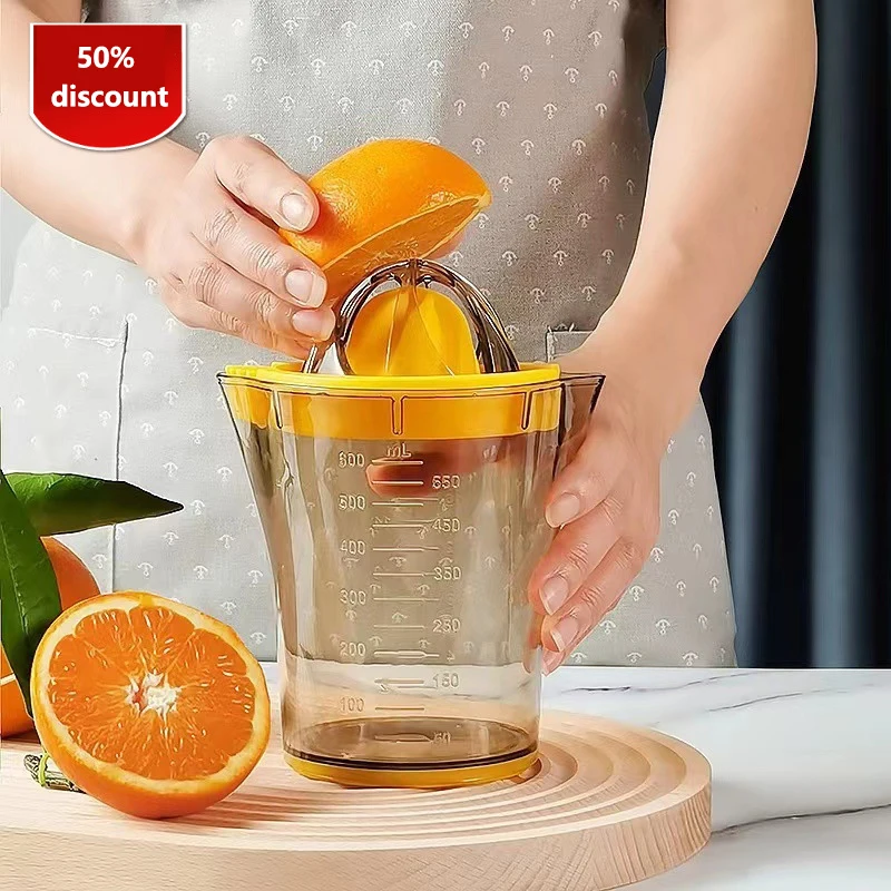 

PERFECT 1pcs Manual Juicer with Scale Measuring Cup, Simple Fruit Press, Orange, Lemon