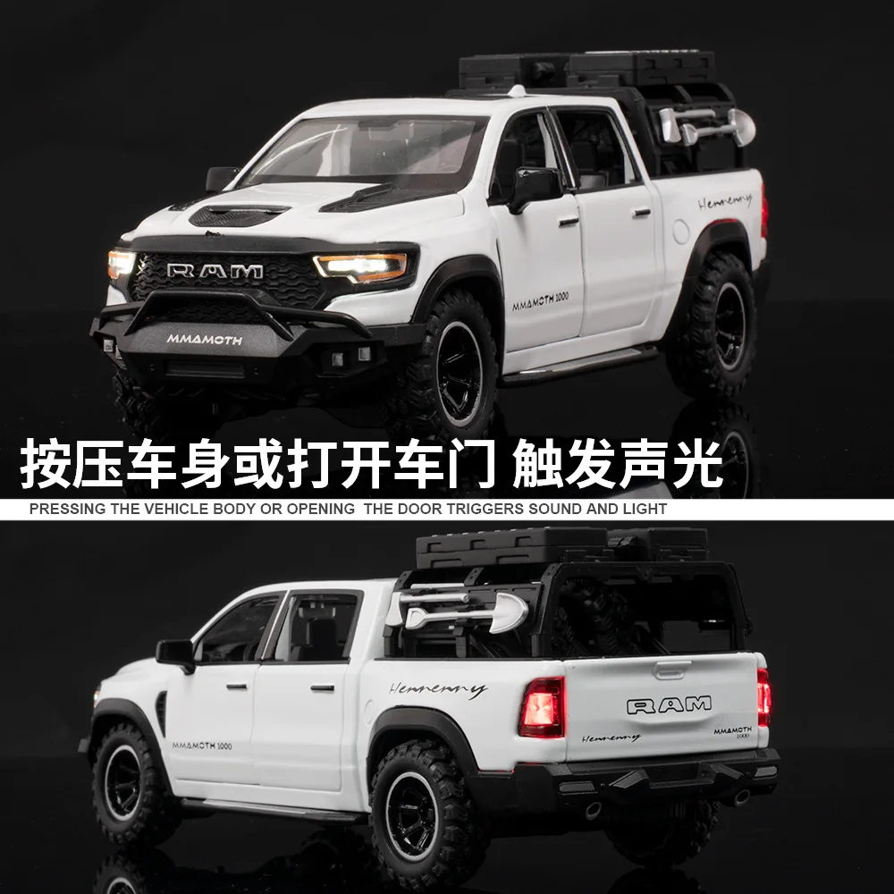 1:32 Dodge RAM 1000 TRX Mammoth Picku Alloy Car Model Sound and Light Pull Back Children\'s Toy Collectibles Birthday gift