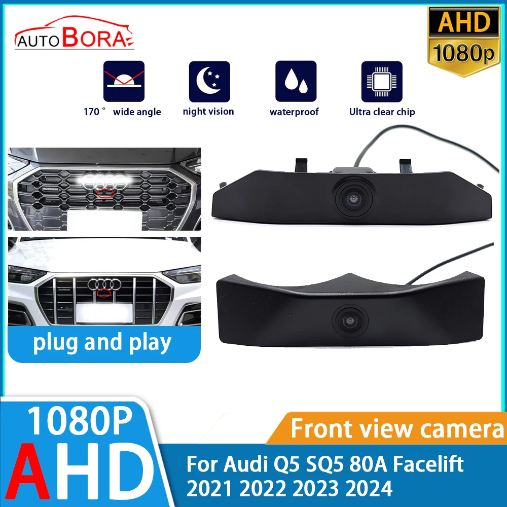 ZhuCamX AHD 1080P Ultra Clear Night Vision LOGO Parking Front View Camera For Audi Q5 SQ5 80A Facelift 2021 2022 2023 2024