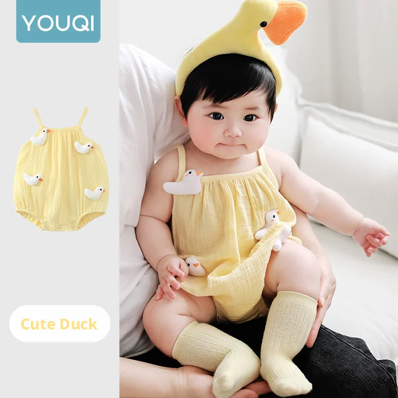 

【Youqi】Chinese Baby Clothes for 0-2 Year Olds, Summer Clothes, Newborn Romper, Stylish and Cute Baby Suspenders, Full Moon Hundred-Day One-Piece Jumpsuit