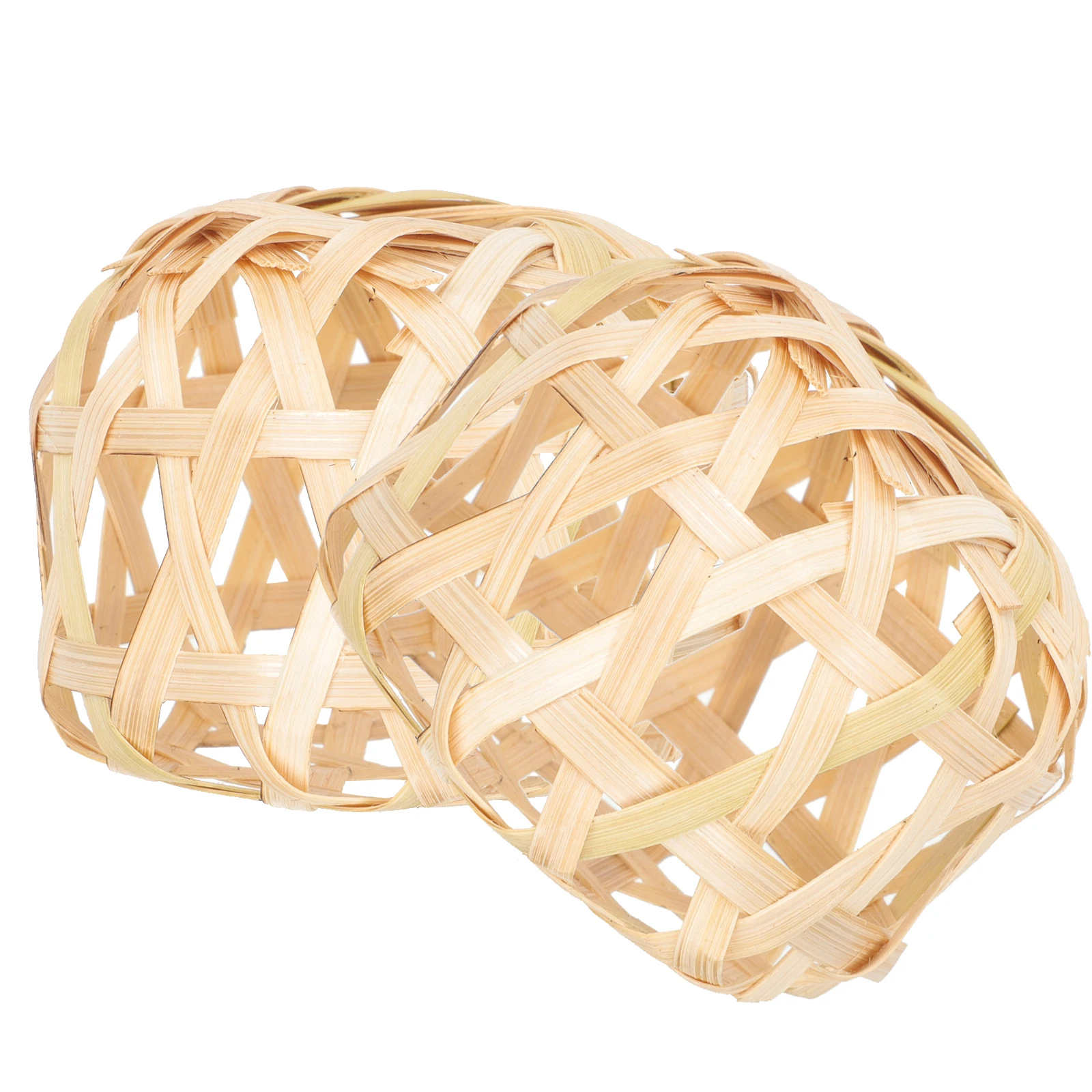 

2pcs Bamboo Woven Lamp Shades Small Replacement Lantern Light Covers Decorative Rustic Portable Hollow Design Lightweight For